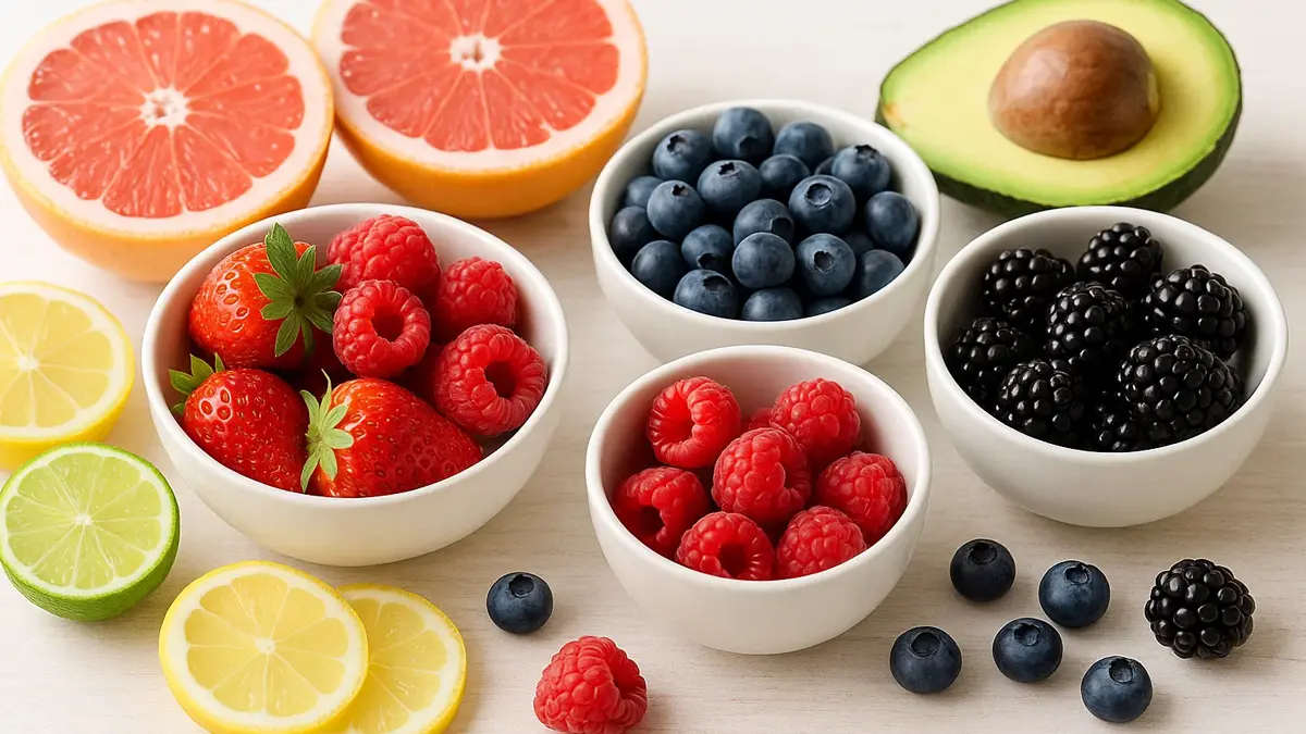 Assortimento di frutta fresca a basso contenuto di zuccheri