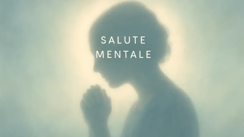 Una silhouette di una persona che tiene la testa tra le mani