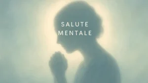 Una silhouette di una persona che tiene la testa tra le mani